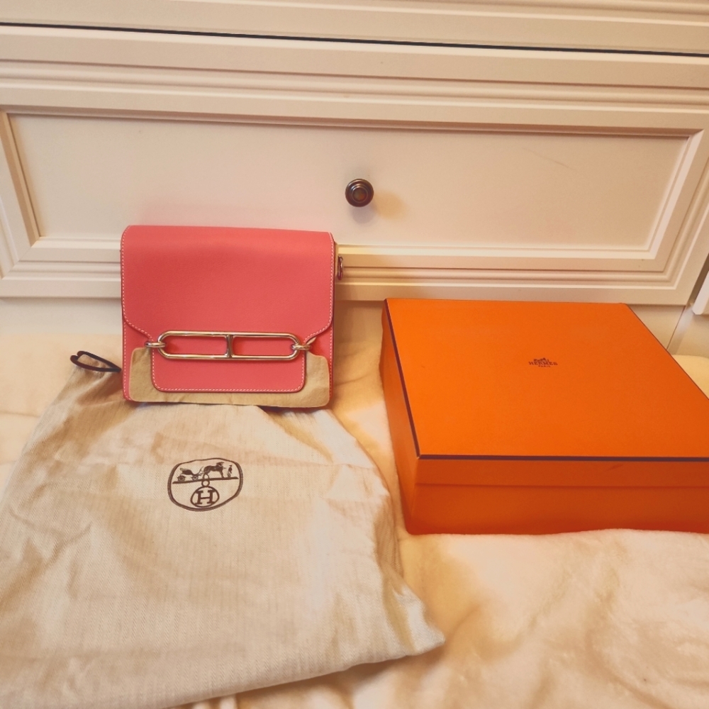 Hermes pink roulis crossbody bag